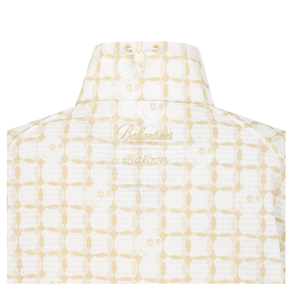 Malbon women's mesh breathable half-zip golf vest in Beige, lifestyle view