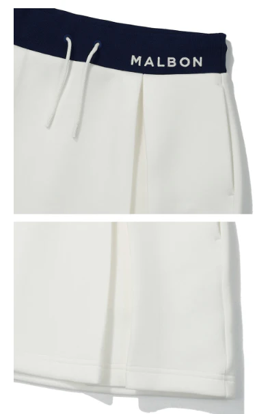 Malbon Women's Golf Skort - Autumn Winter Sport Skirt White fabric and trim detail