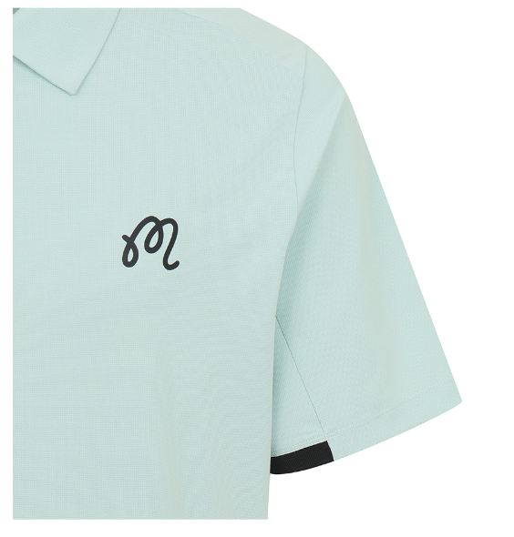 Malbon men's beige dot print golf polo back view