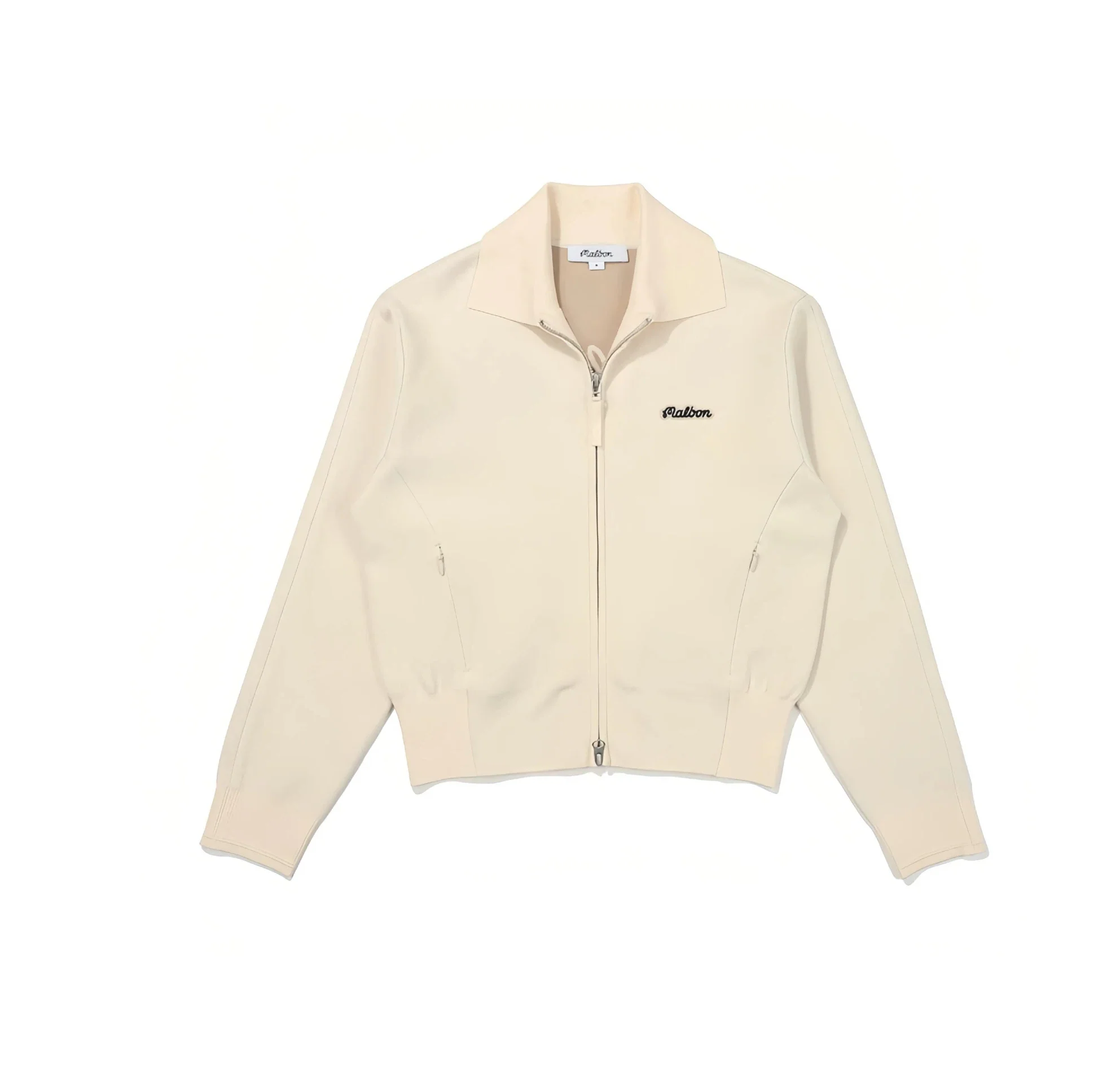 Malbon Women Golf Zip Jacket Casual Outerwear Beige women's golf zip jacket front view