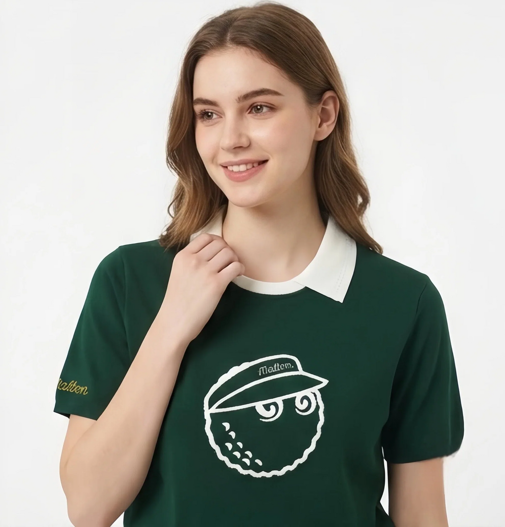 Malbon Women Golf Polo Shirt Knit Casual Tee 2025 Dark Green product detail