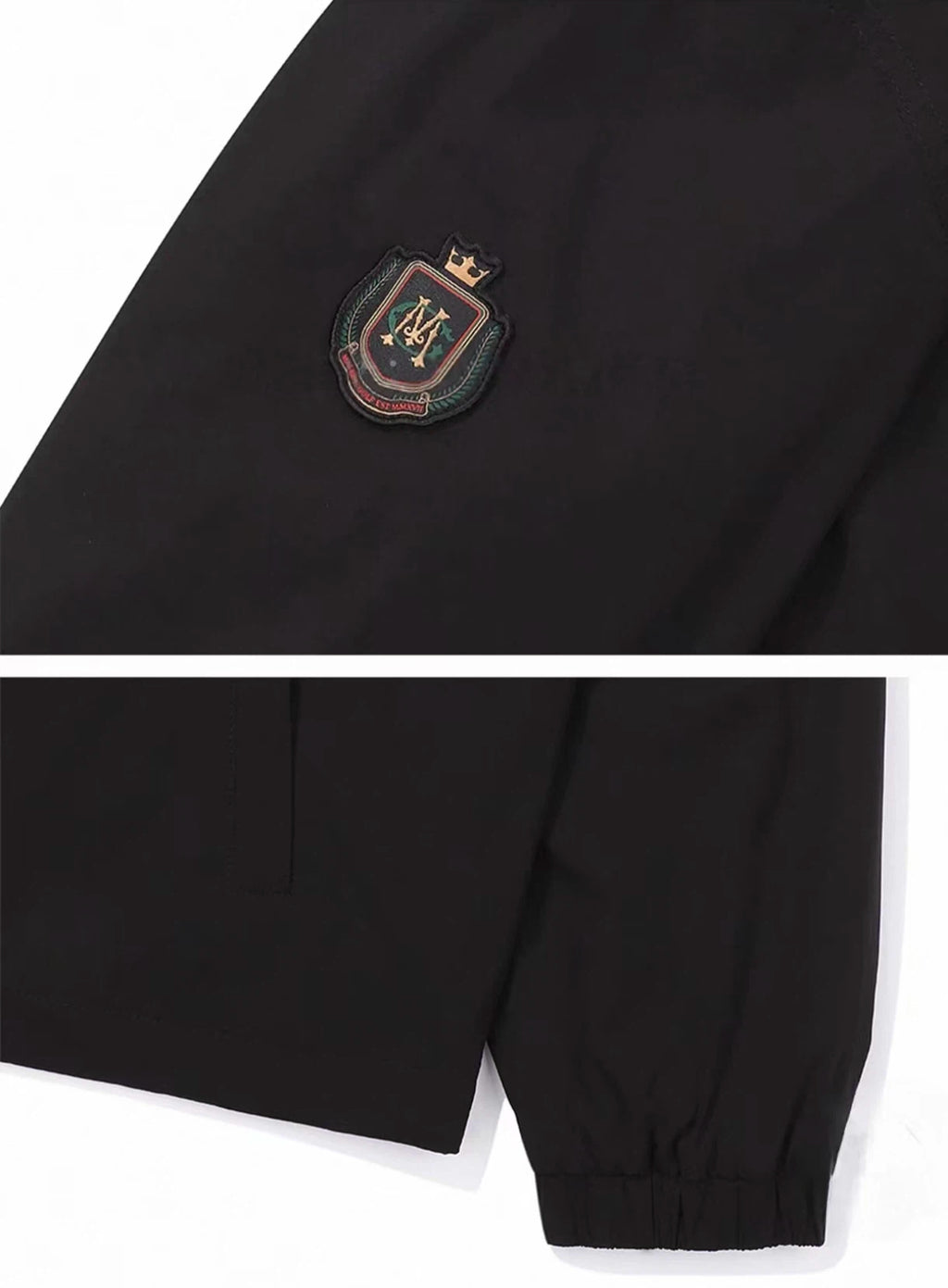 Malbon Golf Women’s Stand Collar Full-Zip Fleece Jacket black sleeve badge and cuff detail