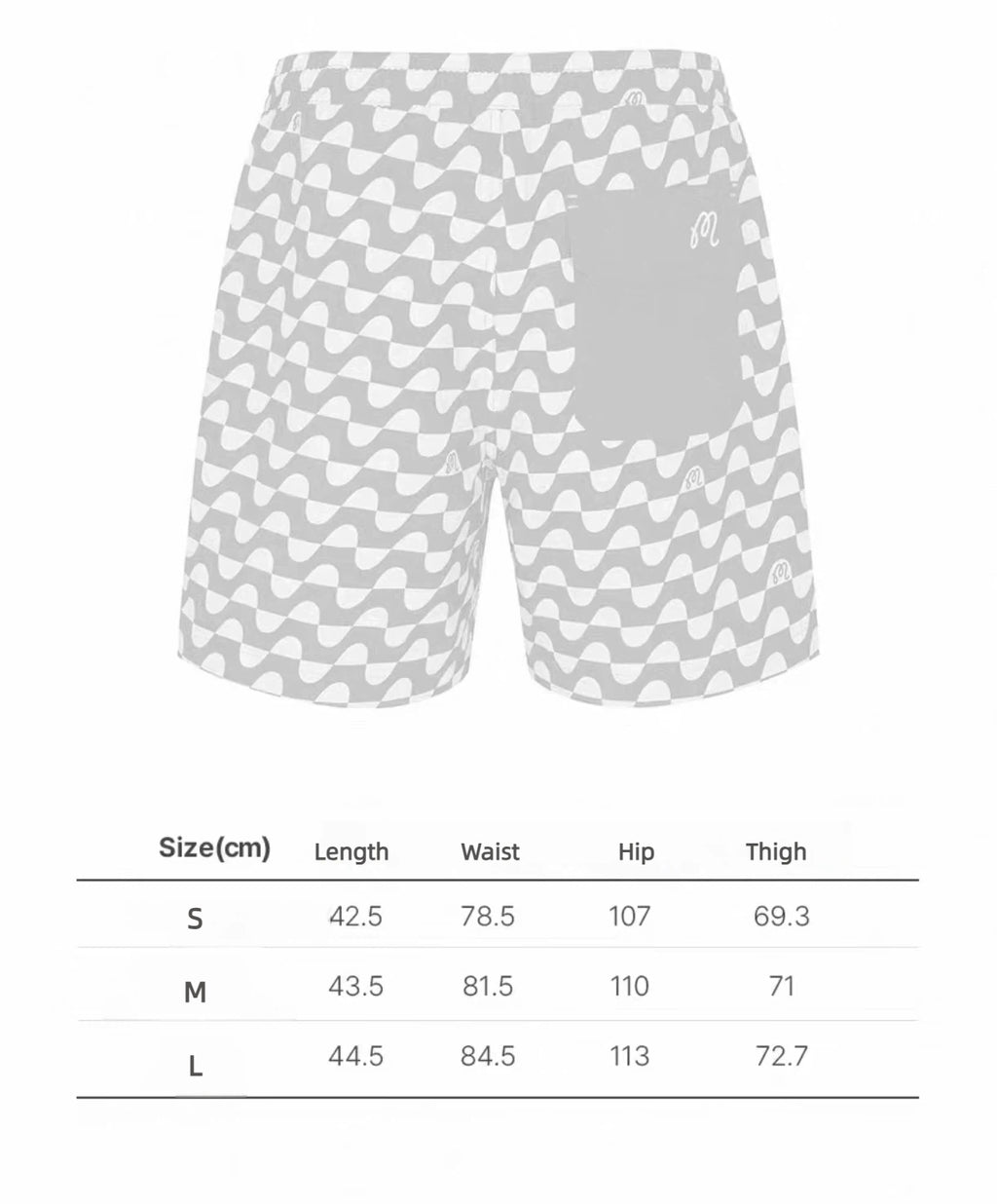 Malbon Studio Seoul Printed Trunks Green Print size chart