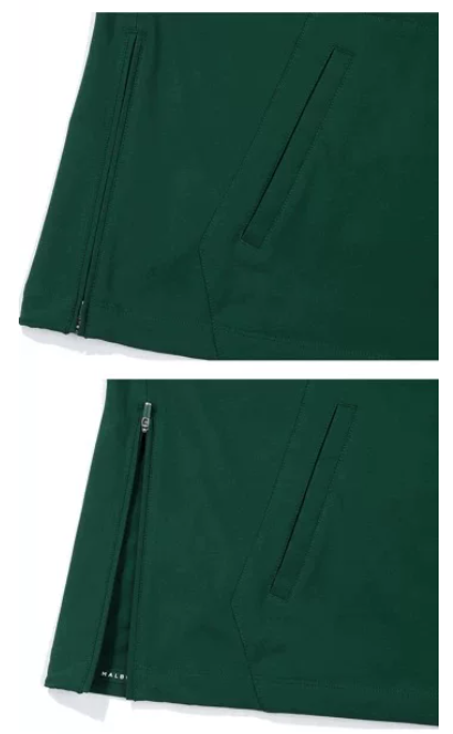 Malbon men half-zip stand collar golf polo hem and side seam detail