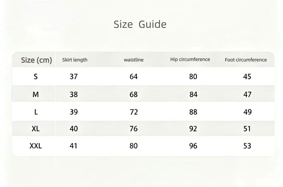 Women’s Quick-Dry Stretch Golf Pleated Skirt Set size chart
