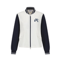 Malbon women's stand collar lightweight breathable golf jacket in Navy Blue, front view