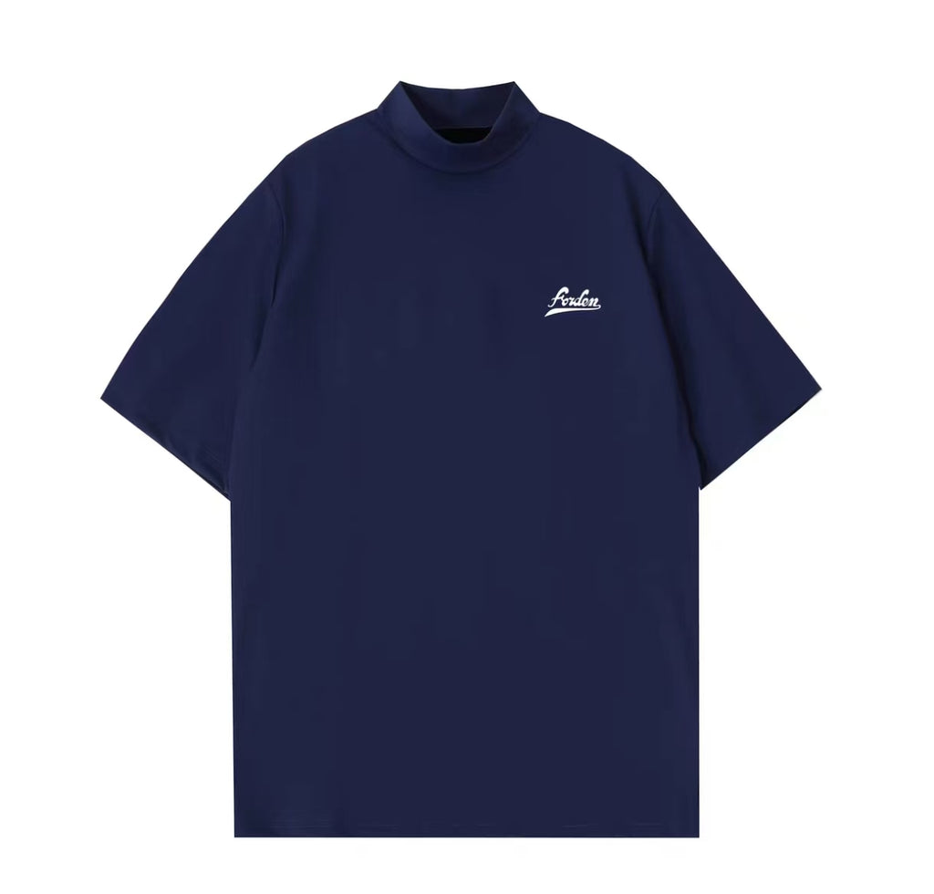Forden Navy cooling mock-neck golf top front view