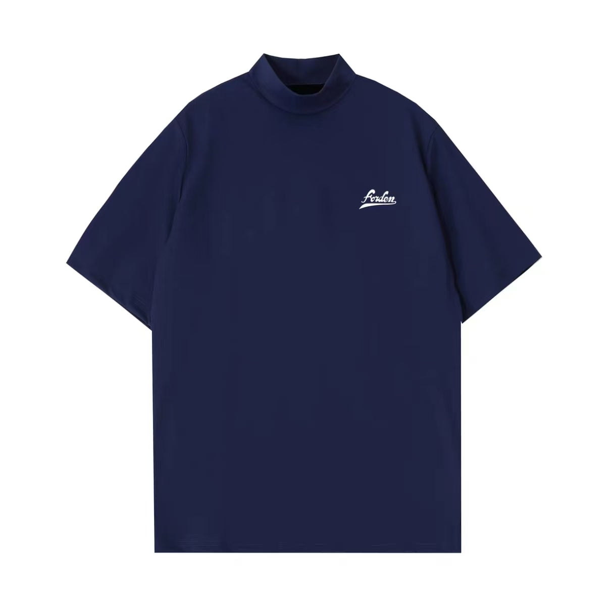 Forden Navy cooling mock-neck golf top front view