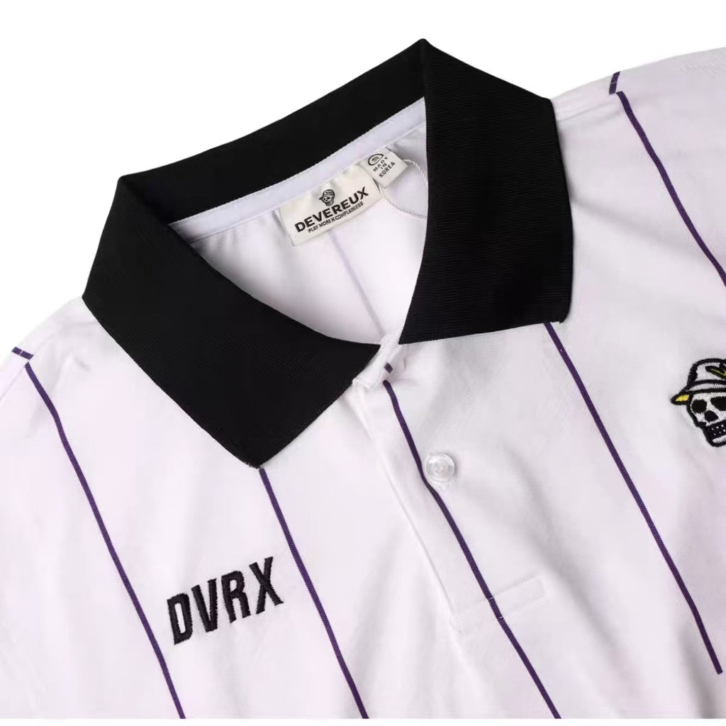 Devereux striped golf polo collar detail