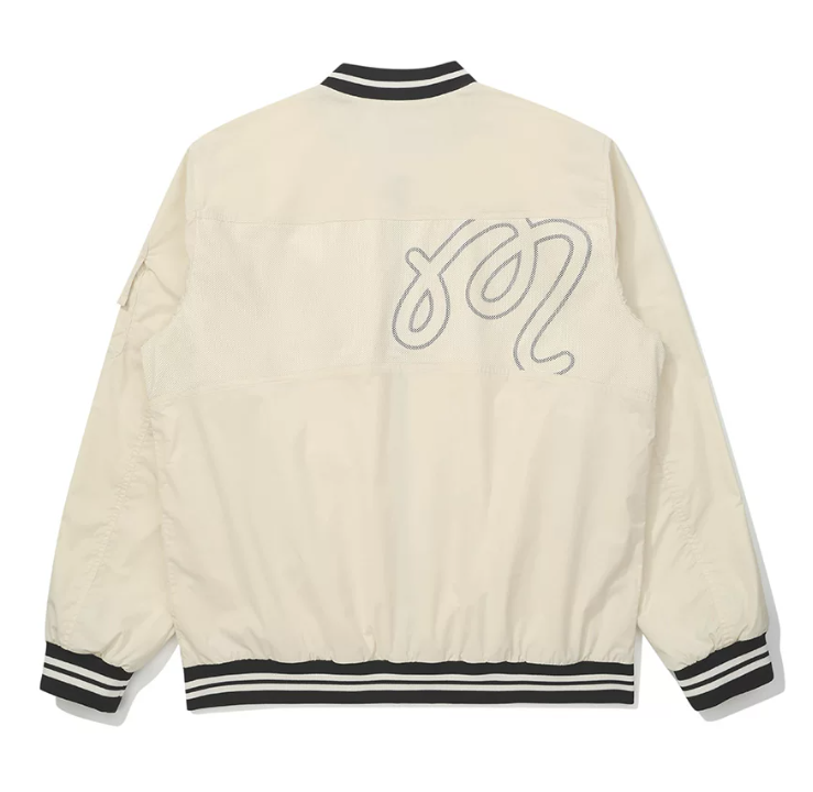 Malbon men Cream technical waterproof golf jacket back view