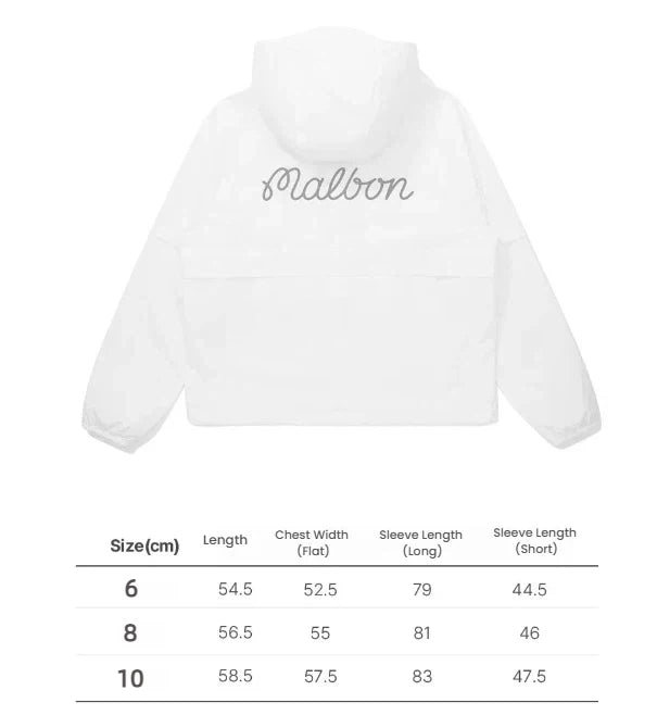 Malbon Women Golf Jacket Detachable Sleeve Hooded Windbreaker Blue size chart