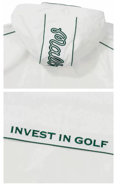 Malbon Men Golf Hooded Jacket Detachable Cap Casual Sport Outerwear 2025 White fabric and trim detail