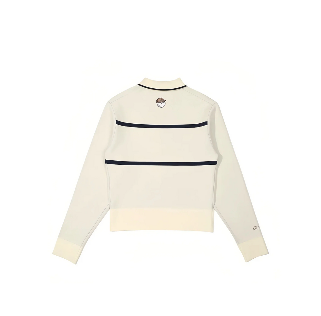 Malbon Women's Knit Golf Sweater Polo Apricot knit golf sweater polo back view