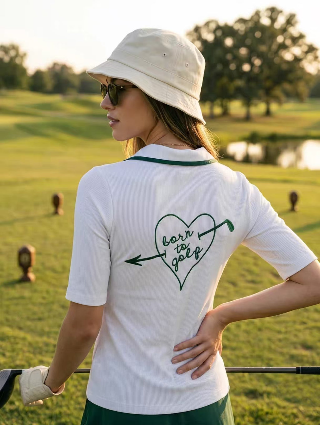 Devereux White quarter-zip golf polo rear view
