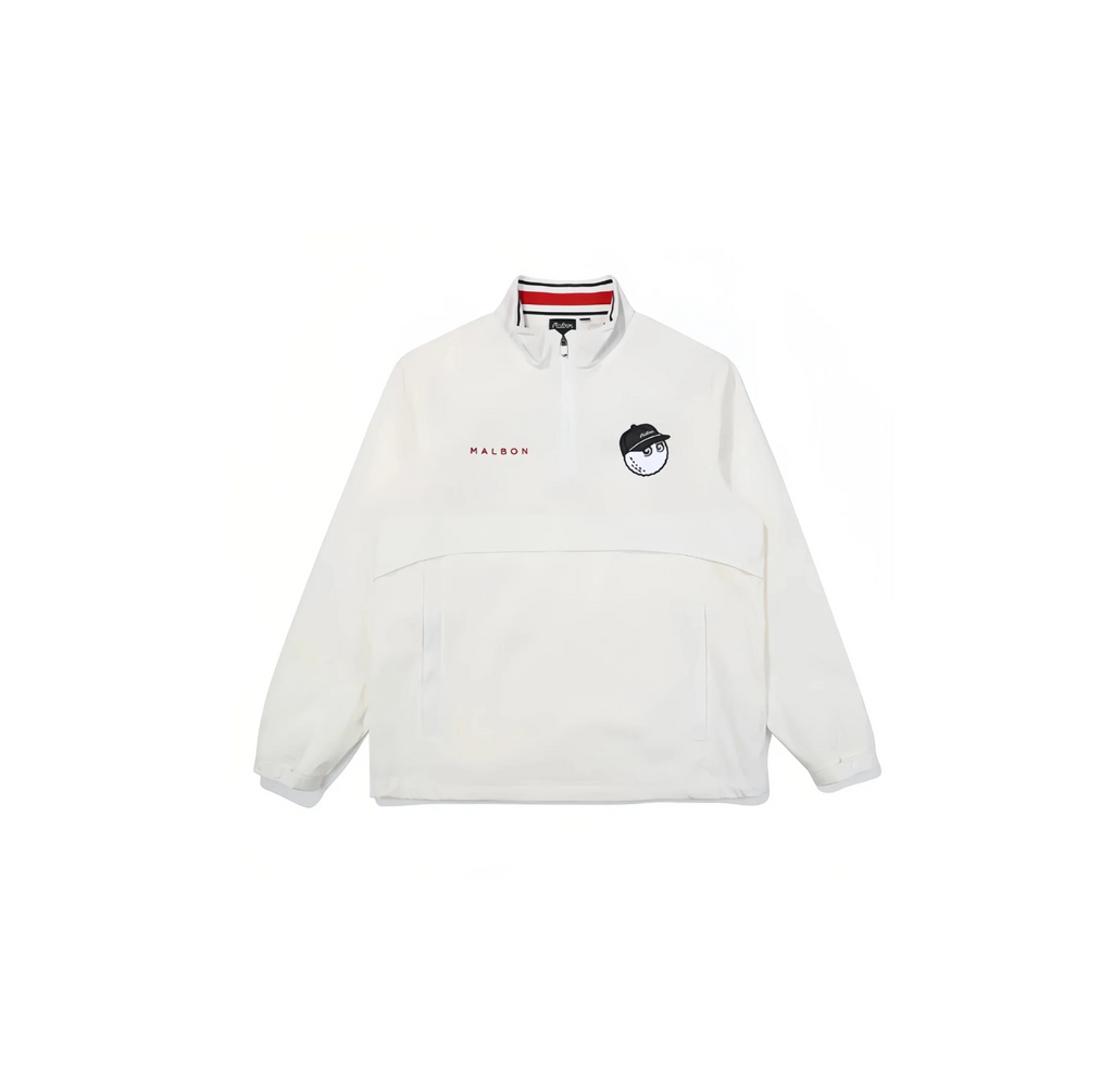 Malbon Men's Golf Jacket - Breathable Stretch Casual Outerwear White front view