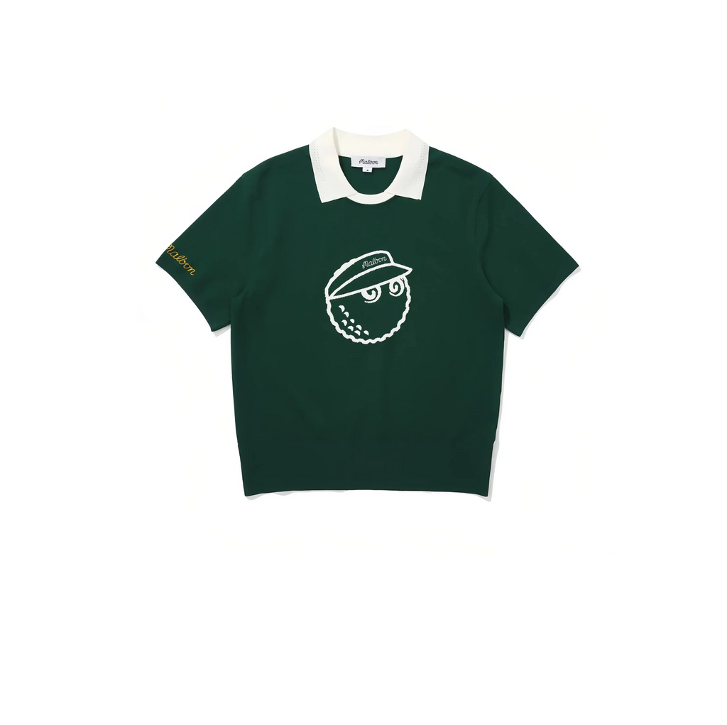 Malbon Women Golf Polo Shirt Knit Casual Tee 2025 Dark Green front view