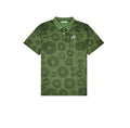 Malbon men logo collar golf polo in beige front view