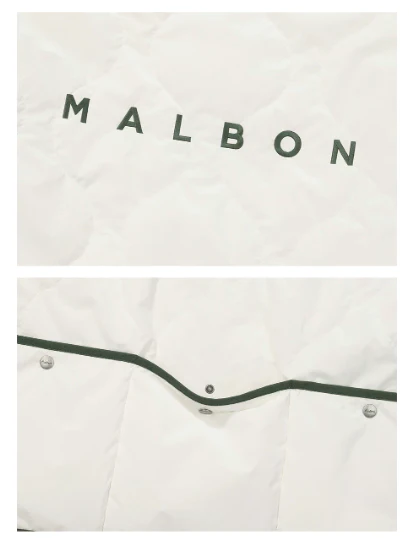 Malbon Men's Padded Winter Golf Jacket - Insulated Outerwear White sleeve and hem detail