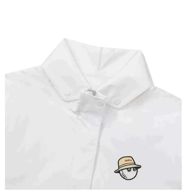 Malbon Women Golf Windbreaker Jacket Zip Hooded 2026 White collar and logo detail