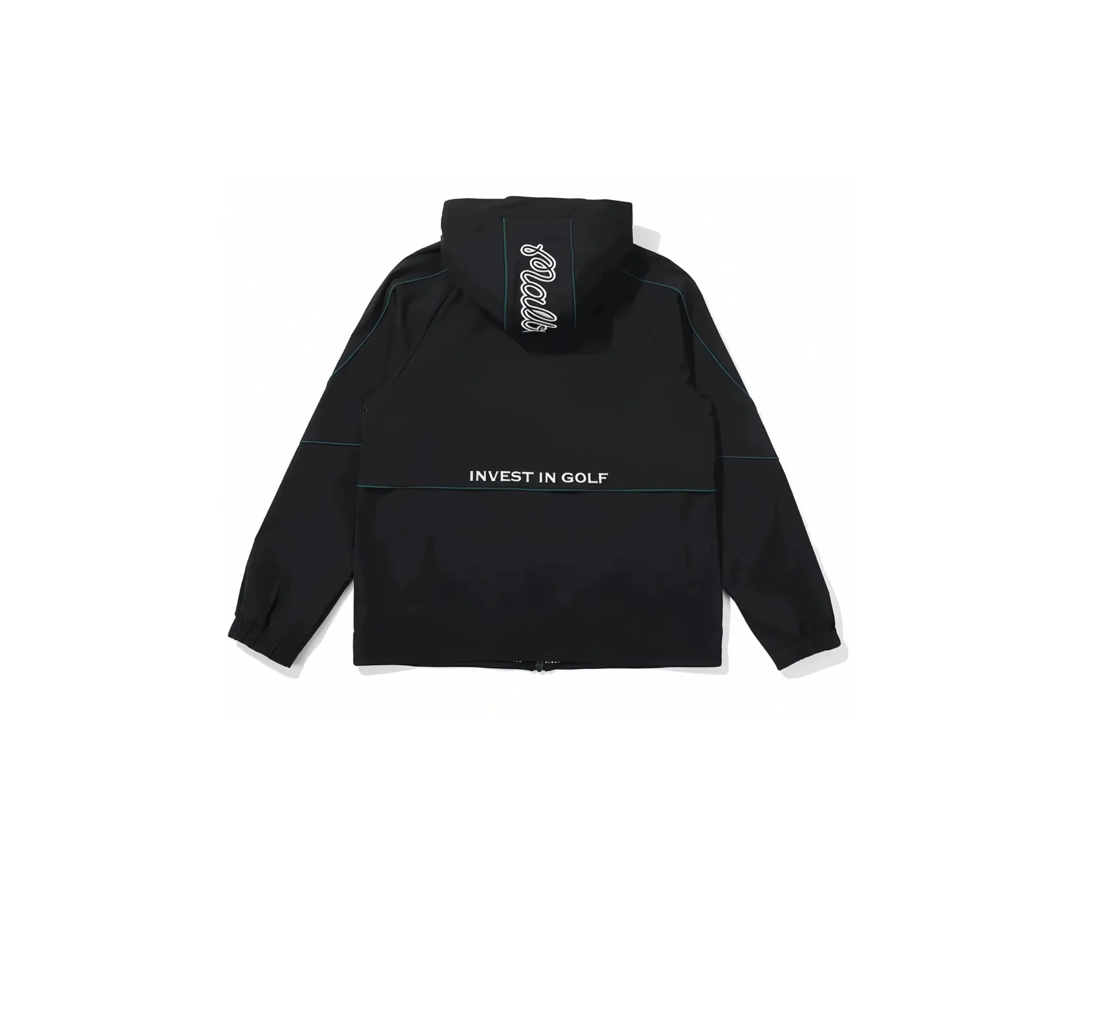 Malbon Men Golf Hooded Jacket Detachable Cap Casual Sport Outerwear 2025 Black back view