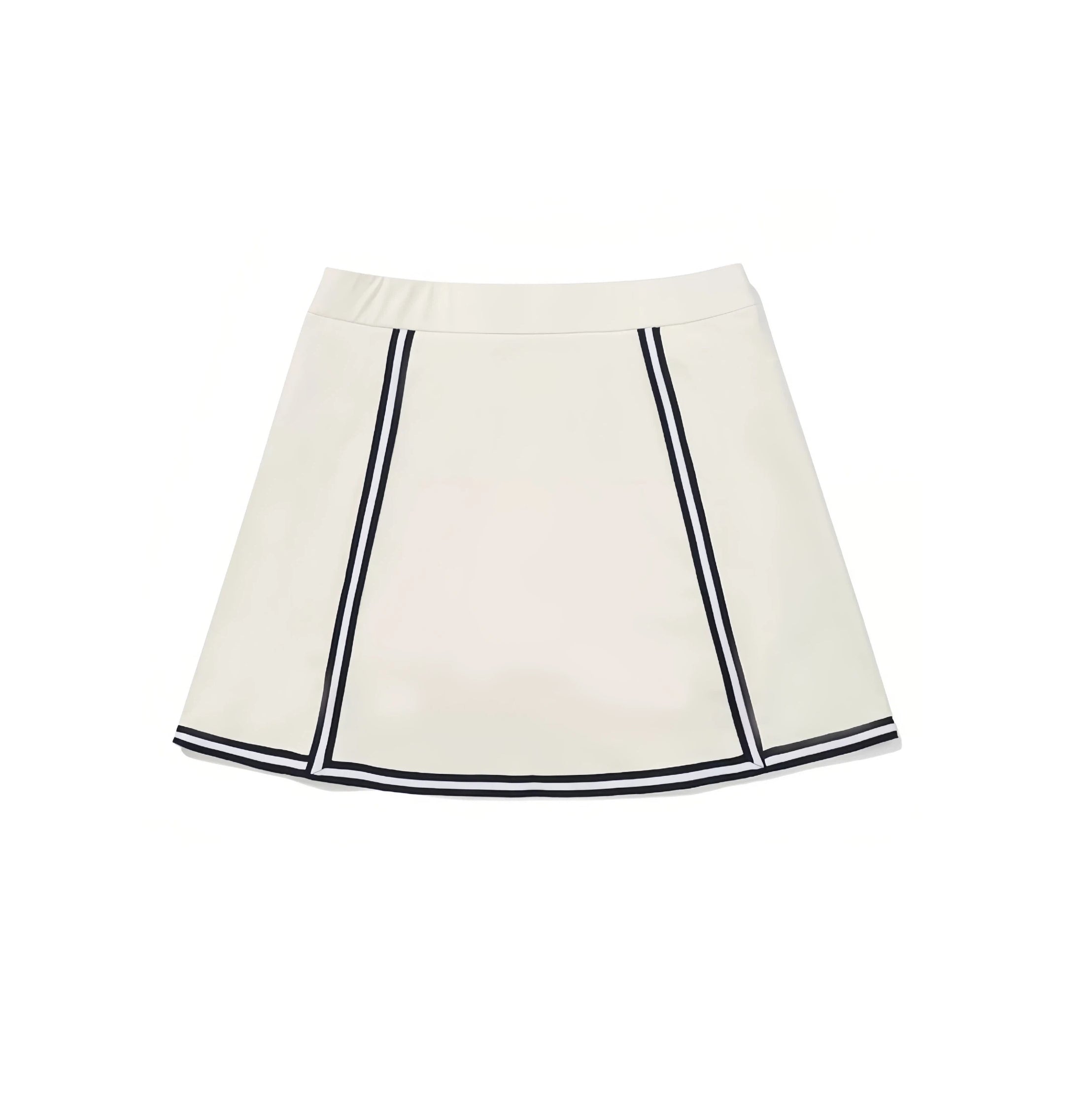 Malbon women's golf skort with built-in shorts — embroidered logo close-up