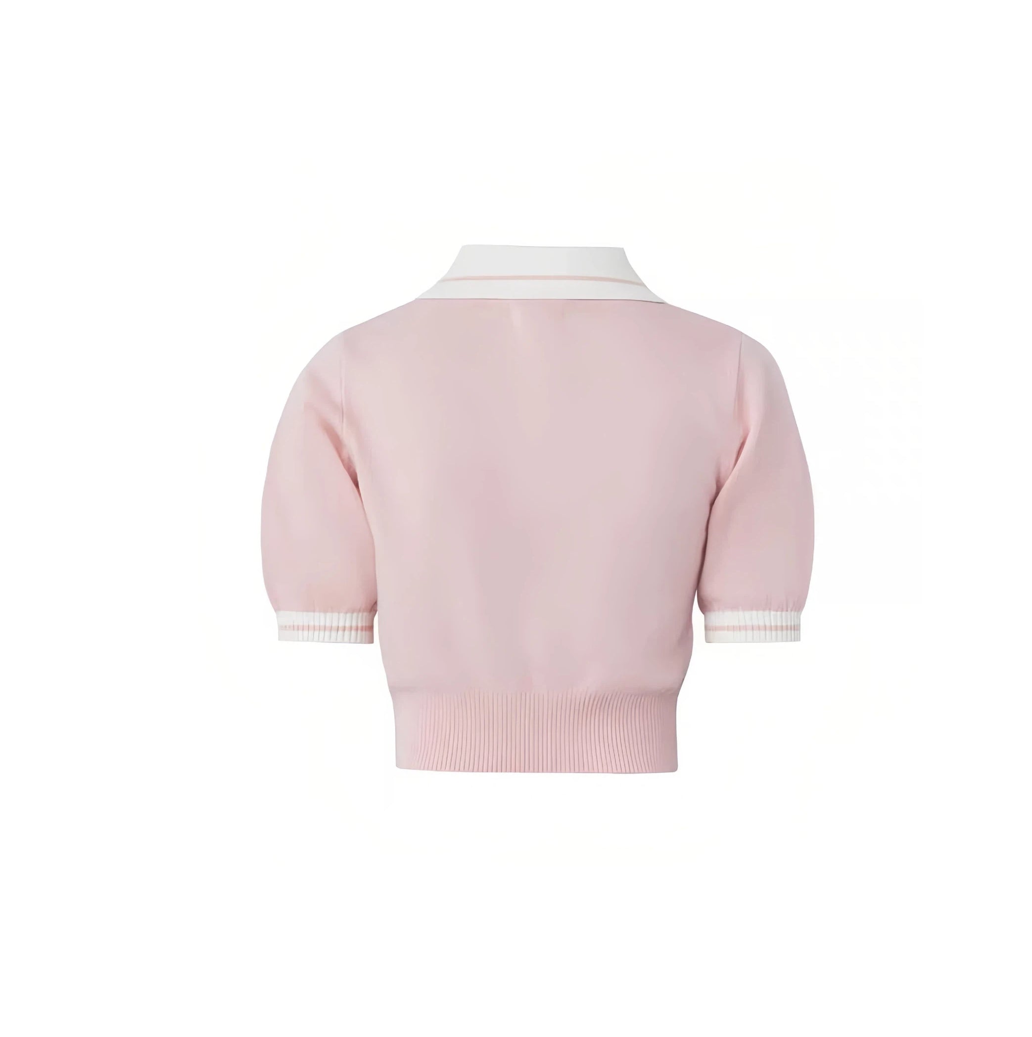 Malbon women knit golf polo pink side profile