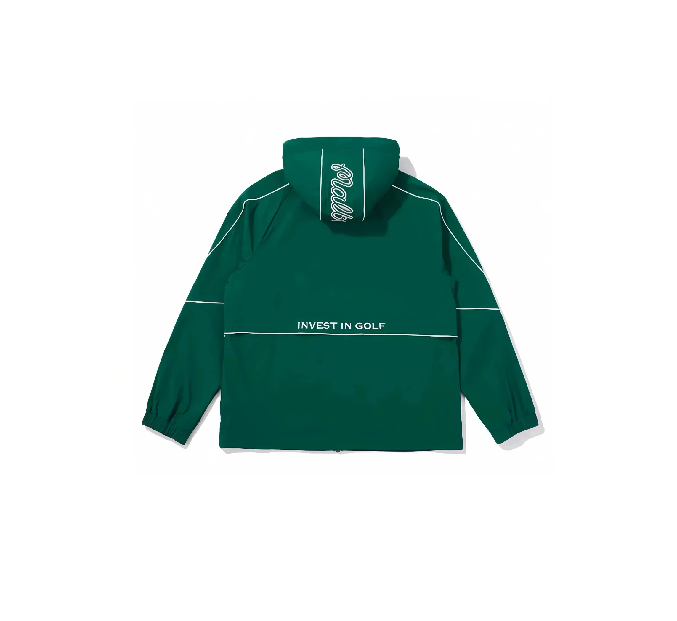 Malbon Men Golf Hooded Jacket Detachable Cap Casual Sport Outerwear 2025 Green back view