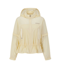 Malbon women's slim-fit UV-protection breathable hoodie in Beige, front view
