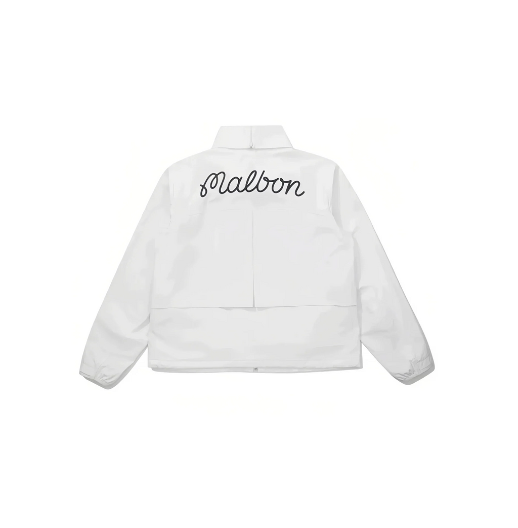 Malbon Women Golf Windbreaker Jacket Zip Hooded 2026 White back view
