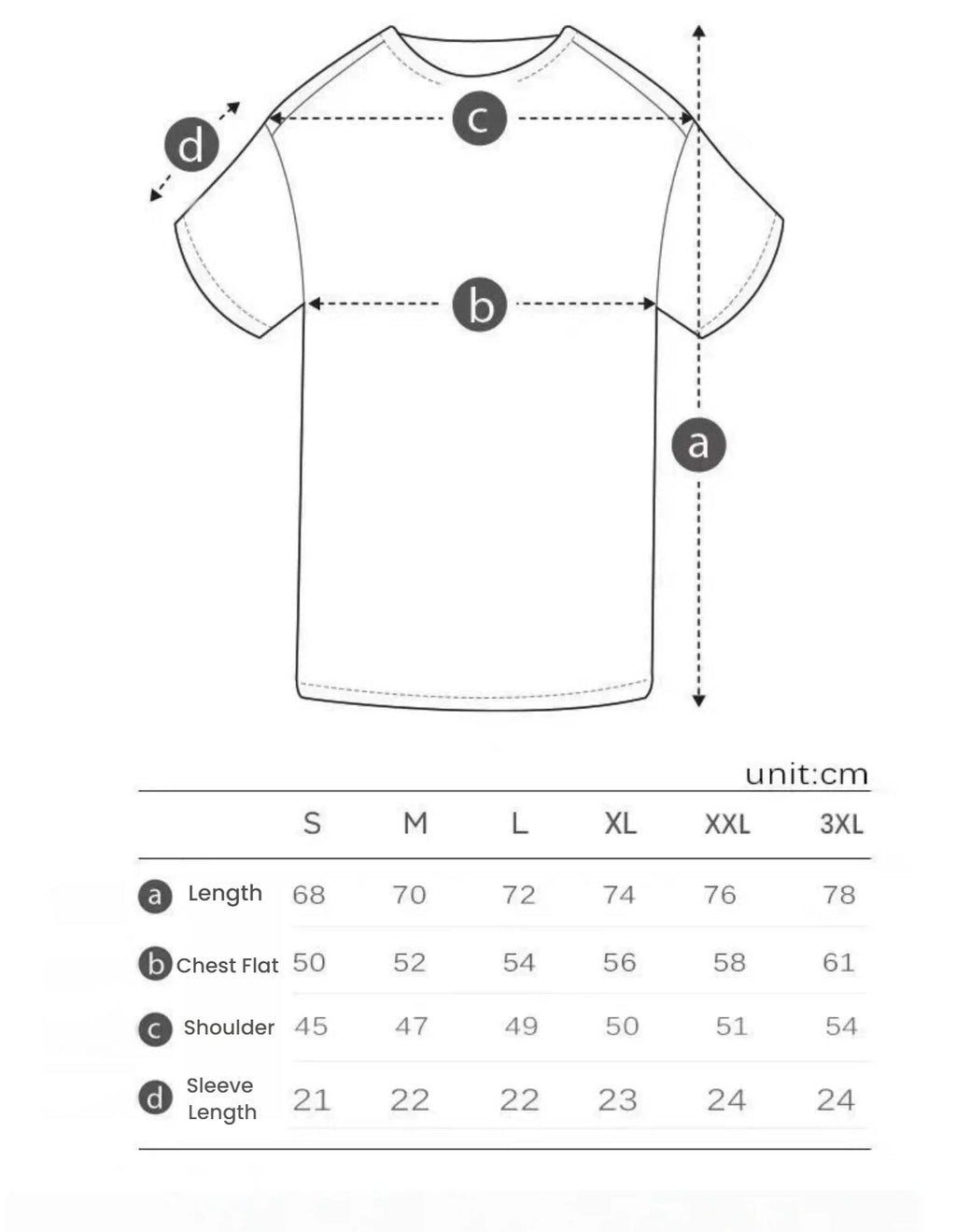 Golden Bear Black golf T-shirt size chart