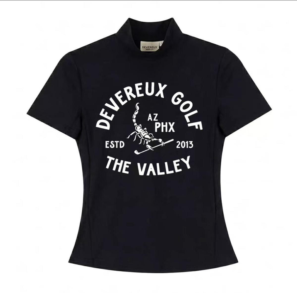 Devereux Golf Women’s Lightweight Quick-Dry Mock Neck Golf Shirt in Black - product view