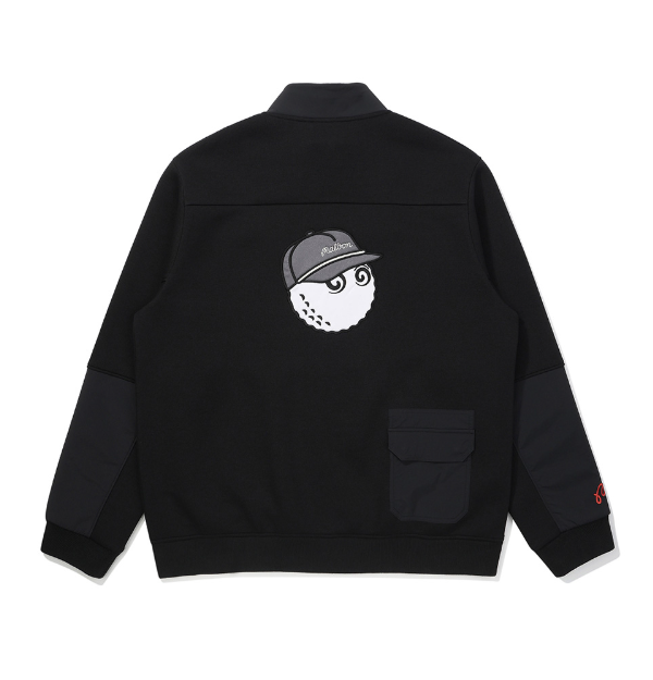 Malbon Golf Men’s Stand Collar Full-Zip Fleece Jacket black back view