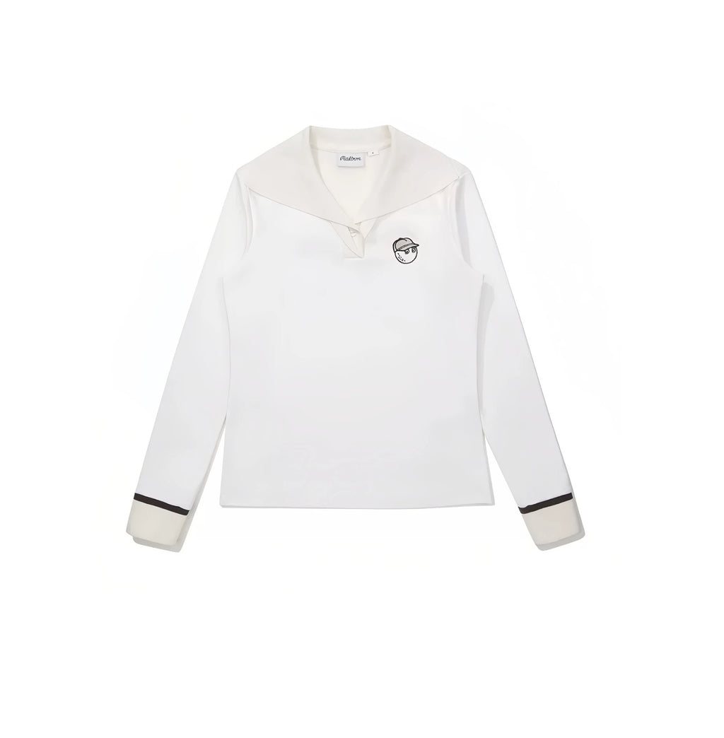 Malbon women ice silk golf polo in navy blue front view