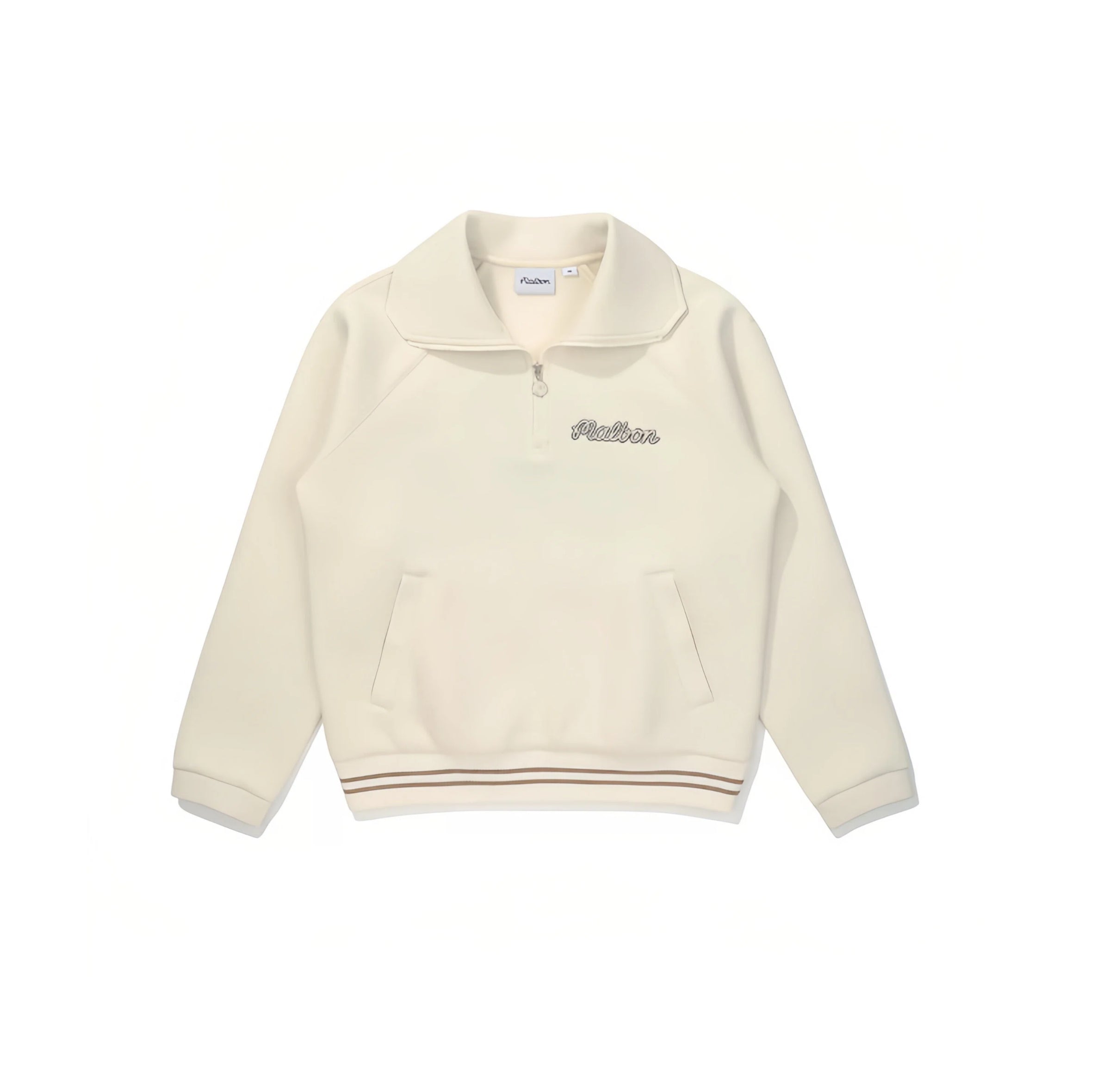 Malbon women polo sweatshirt jacket in beige front view