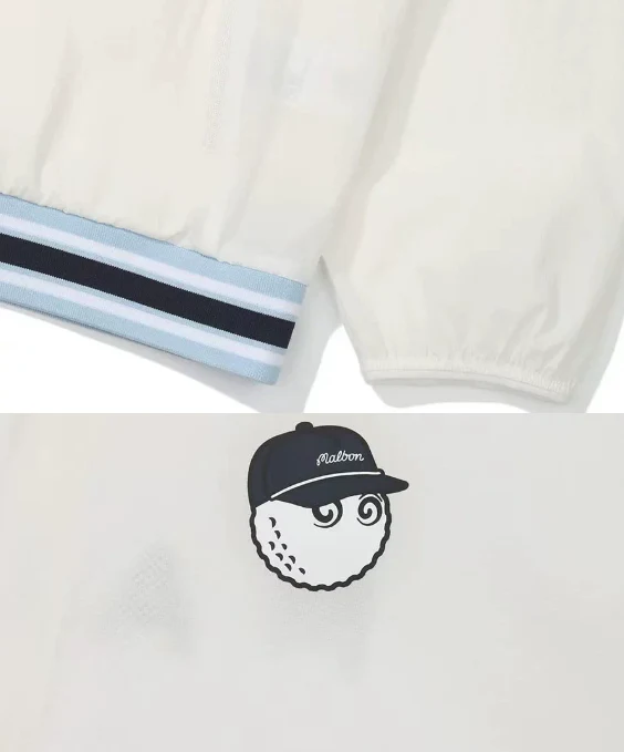 Malbon Men's Golf Zip Jacket - Breathable Sport Outerwear White fabric and trim detail