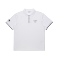 Malbon white moisture-wicking performance golf polo front view