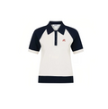 Malbon Women Golf Polo Shirt Colorblock Knit Tee 2026 Black front view