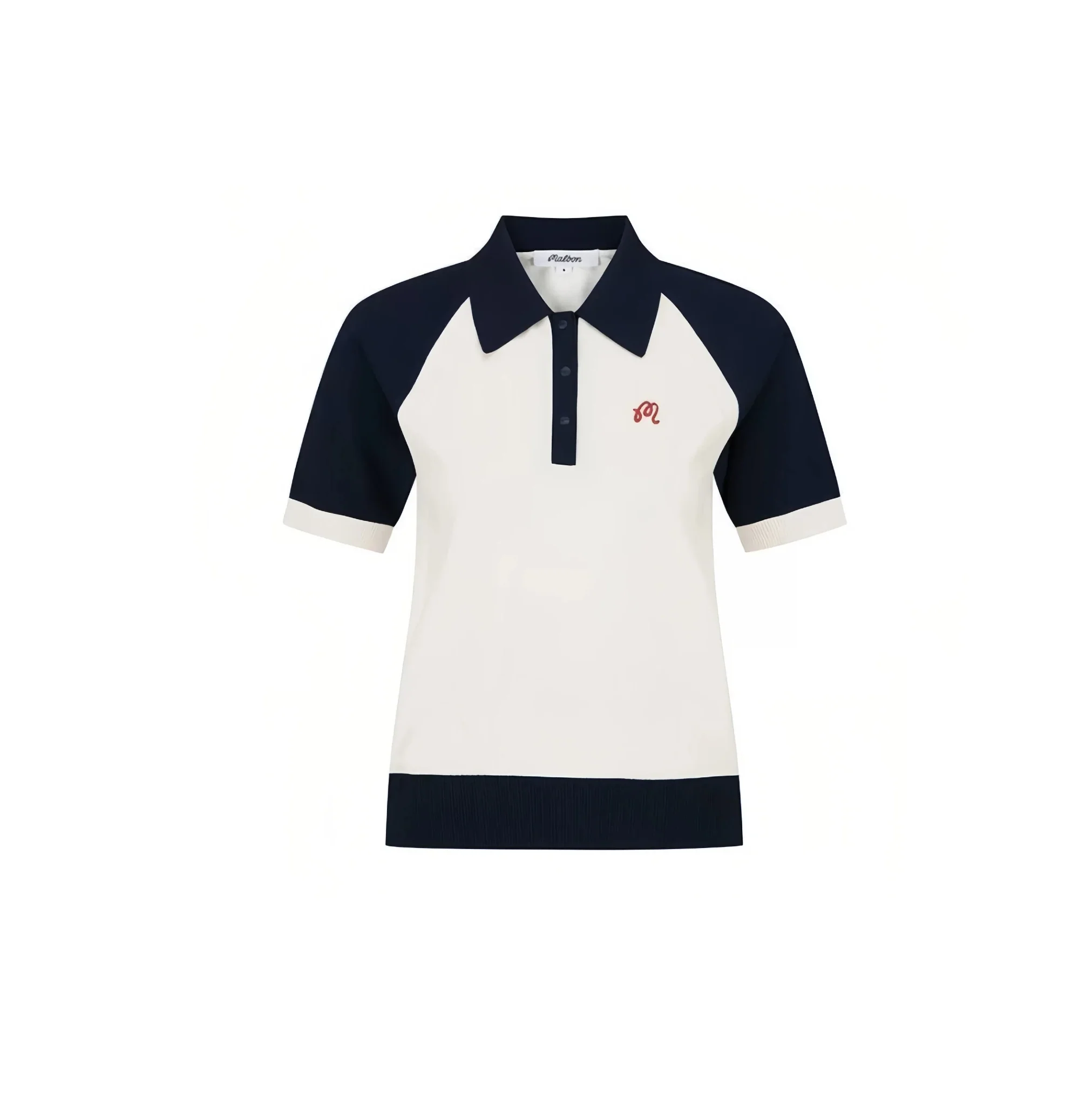 Malbon Women Golf Polo Shirt Colorblock Knit Tee 2026 Black front view