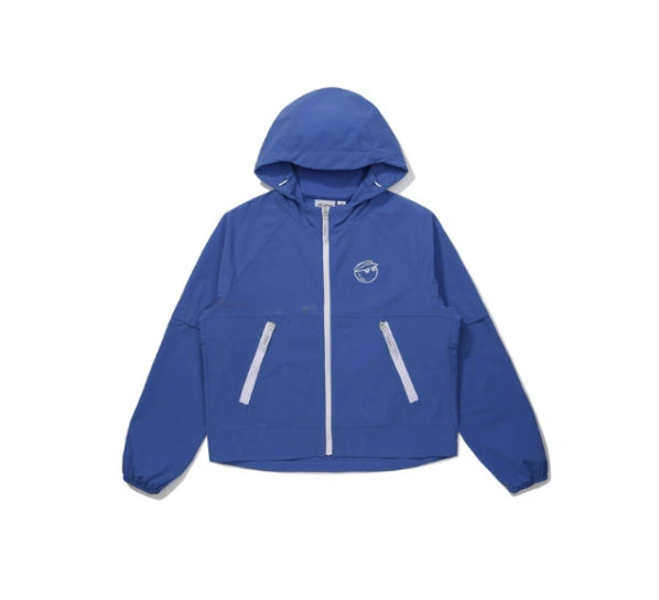 Malbon women detachable sleeve hooded windbreaker in white