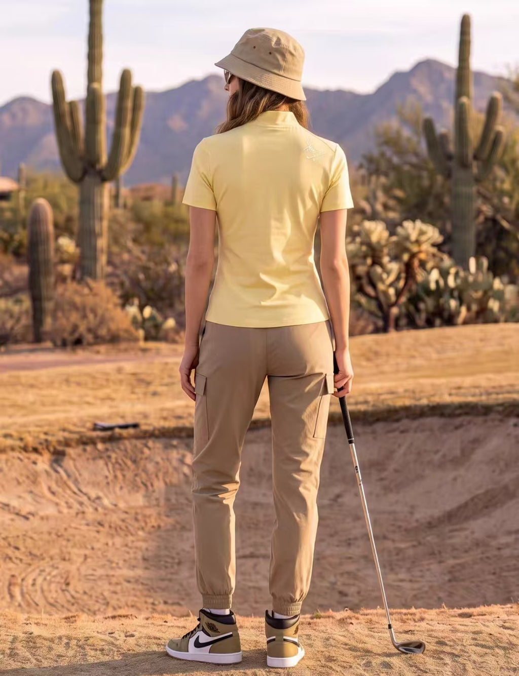 Devereux Golf Women’s Lightweight Quick-Dry Mock Neck Golf Shirt in Yellow - product view
