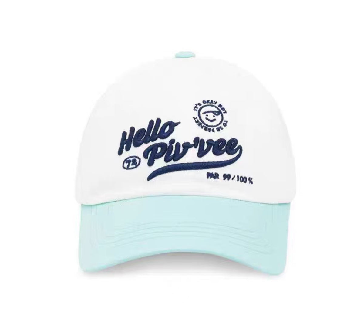 Pivvee women’s 2024 embroidered golf baseball cap in White, front view