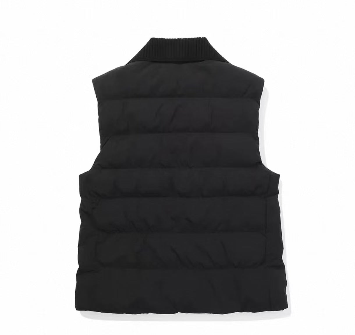 Malbon Golf Women’s Knit Collar Insulated Down Vest black back view