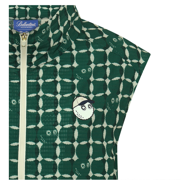 Malbon women's mesh breathable half-zip golf vest in Green, pocket and trim detail