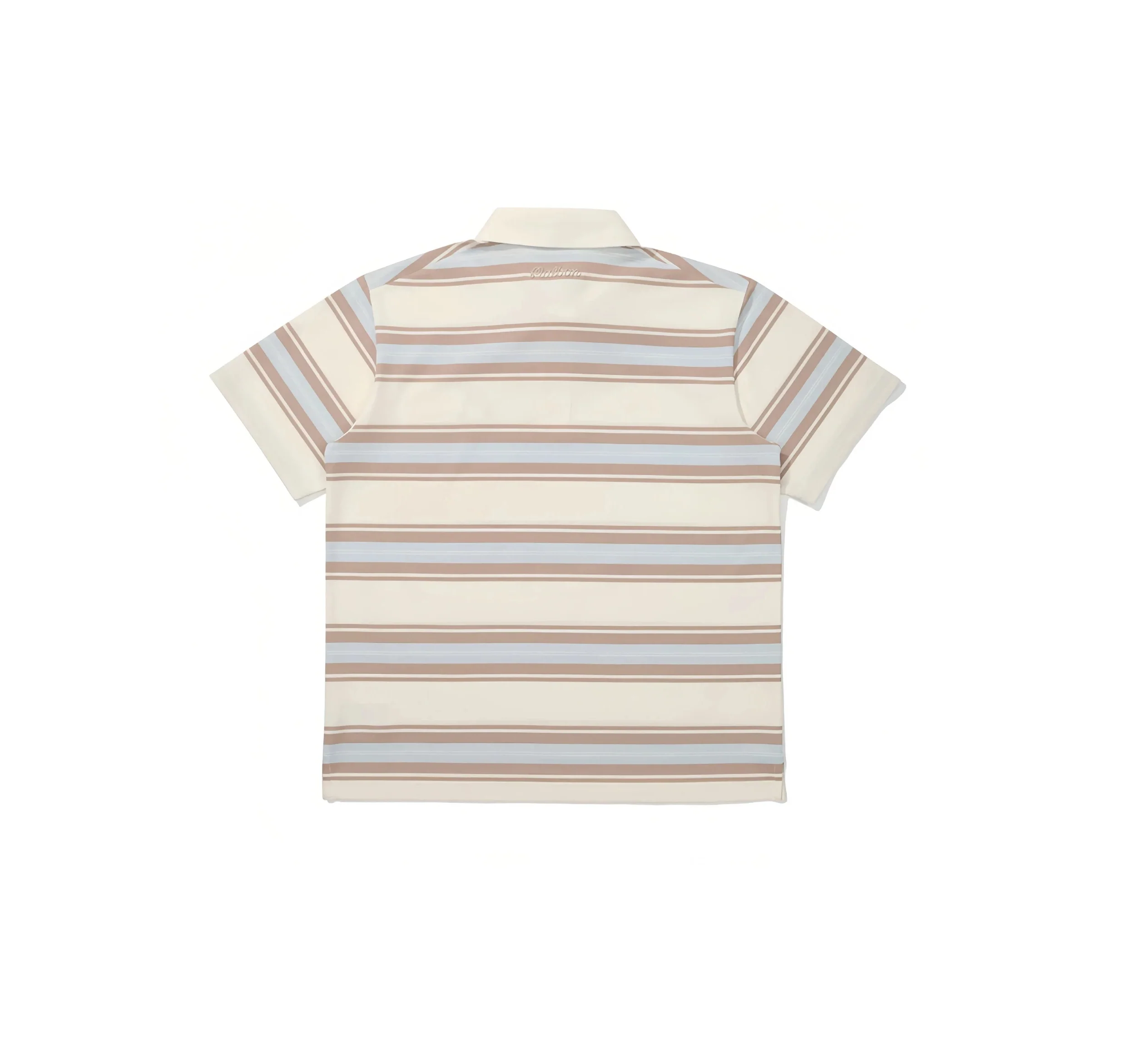 Malbon Golf Striped Polo Shirt Men Women Casual Sport Tee Beige back view
