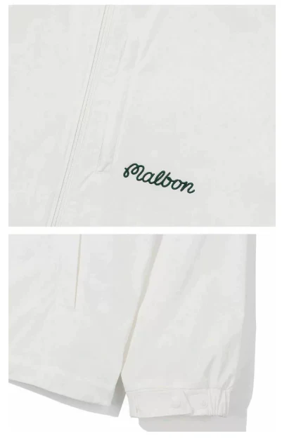 Malbon Men Golf Hooded Jacket Detachable Cap Casual Sport Outerwear 2025 White logo and trim detail