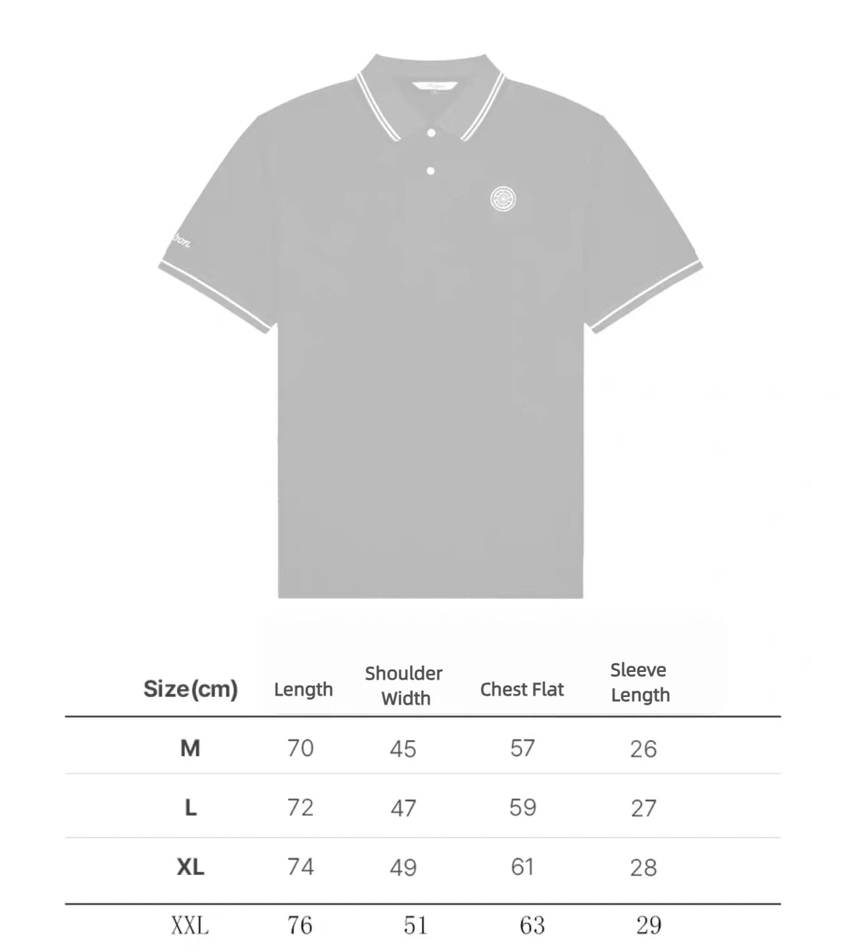 Malbon men's black golf polo size chart