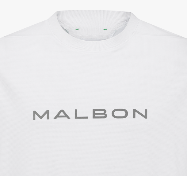 Malbon white performance T-shirt chest wordmark detail