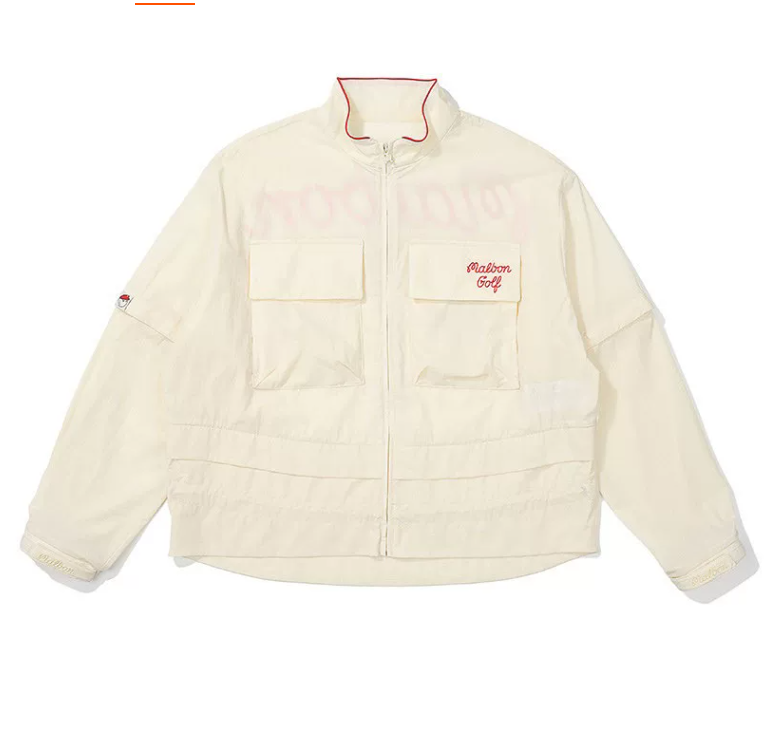 Malbon Women's Convertible Lightweight Golf Jacket Beige lightweight golf jacket front view