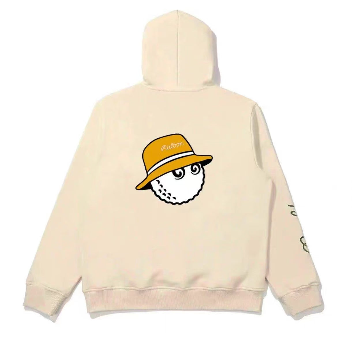 Malbon Men's Athletic Fleece Golf Hoodie Beige golf hoodie front view