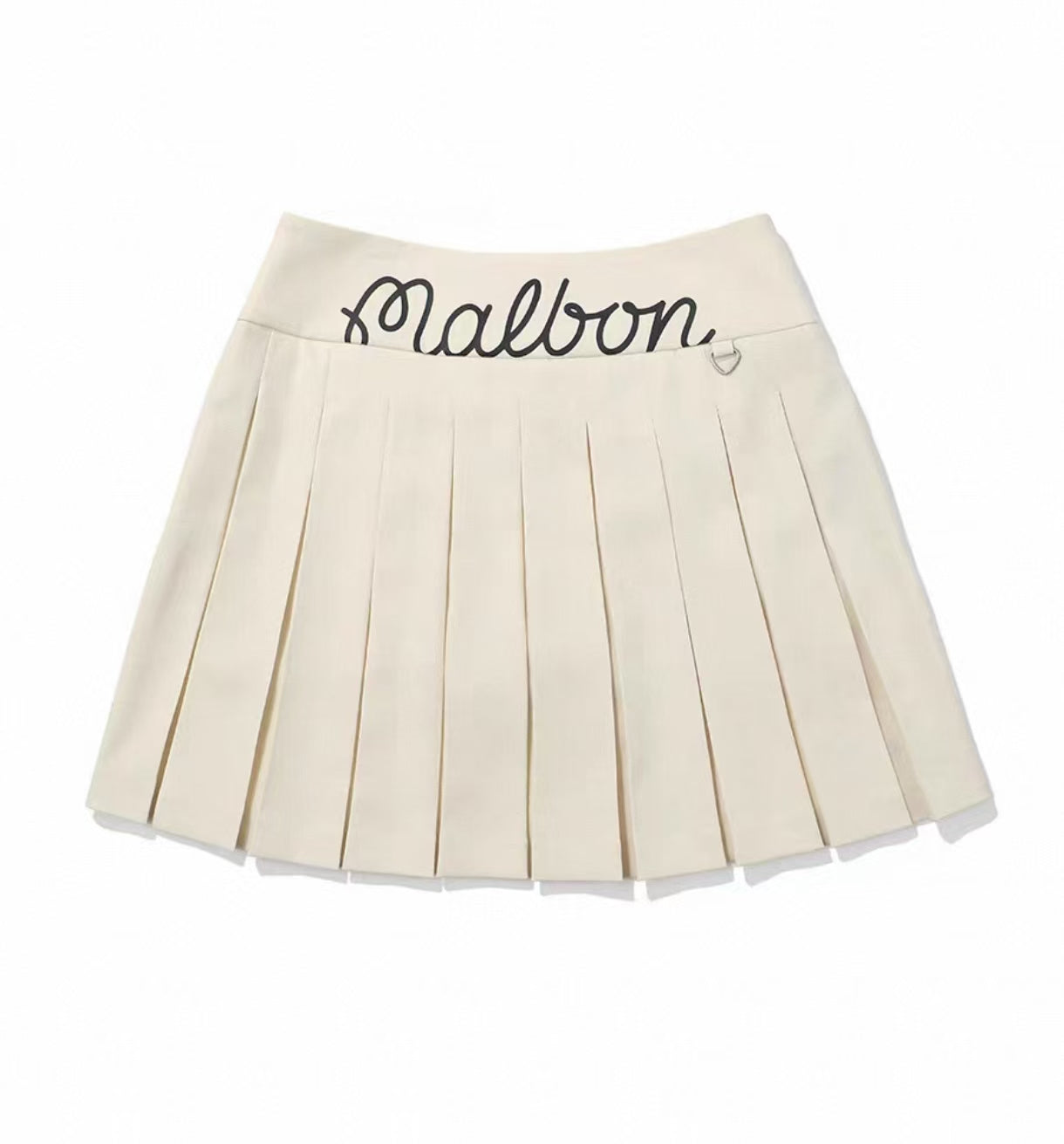 Malbon Women's Logo Pleated Golf Skort Beige pleated golf skort front view